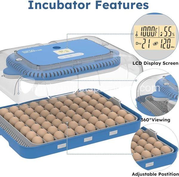 70 Egg Incubator with Automatic Turning & Humidity Control, Digital Poultry Hatcher for Chicken - Image 4