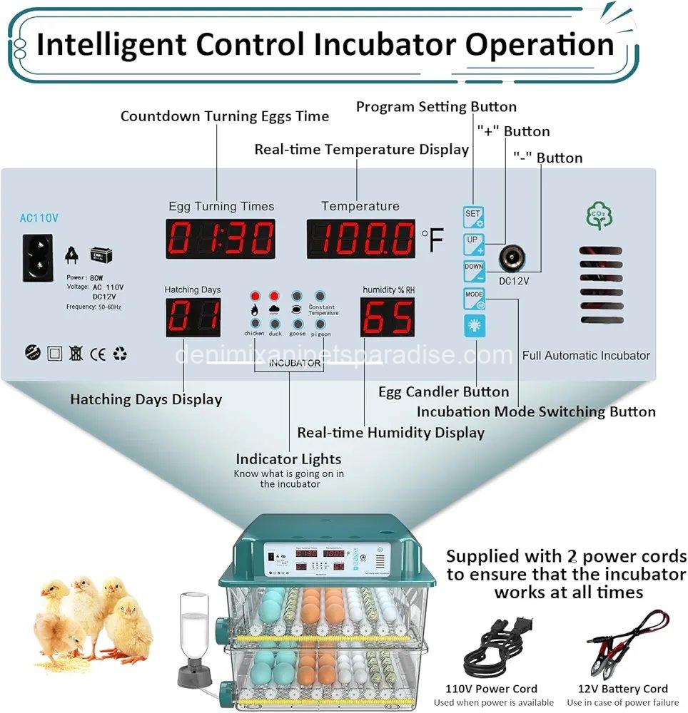 Incubators for Hatching 120 Eggs, Egg Incubator with Automatic Egg Turning and Humidity Monitor, 9 Incubators for Hatching 120 Eggs, Egg Incubator with Automatic Egg Turning and Humidity Monitor, - Image 9
