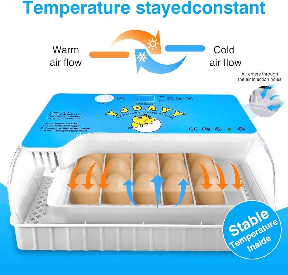 ncubators for Hatching Eggs 15-35 Eggs Incubator with Automatic Egg Turning and ℉Temperature Display LED Candler Poultry Incubator for Hatching Chicken Duck and Quail Incubator (Blue) 7 ncubators for Hatching Eggs 15-35 Eggs Incubator with Automatic Egg Turning and ℉Temperature Display LED Candler Poultry Incubator for Hatching Chicken Duck and Quail Incubator (Blue) - Image 7